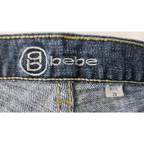 Bebe Women's Dark Wash Bootcut Low Rise Rhinestone Jeans - Size 28 - Picture 4 of 9